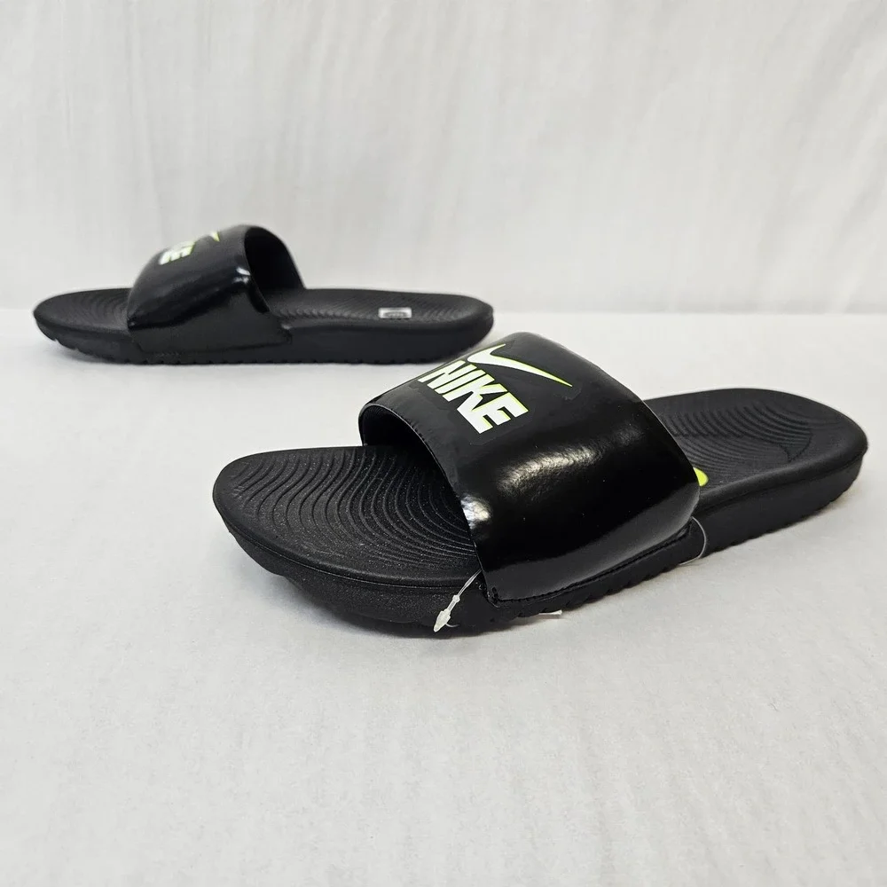 Nike Kawa Slide Fun GS/PS Slide Sandals DD3242-001 Black White Volt Kids Size 6Y